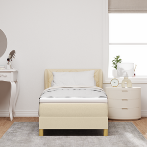 Letto Box Spring con Materasso - Crema 100x200 cm Tessuto