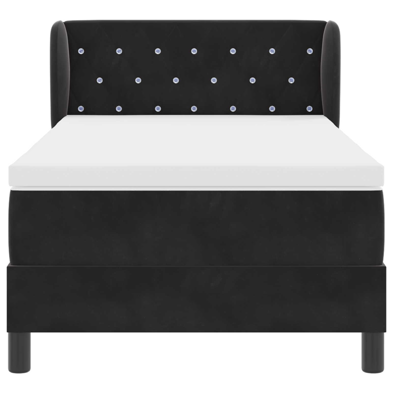 Letto a molle con materasso  Nero 90x190 cm in velluto