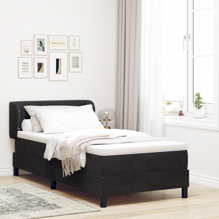Letto a molle con materasso  Nero 90x190 cm in velluto