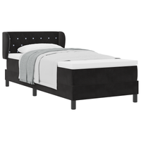 Letto a molle con materasso  Nero 90x190 cm in velluto