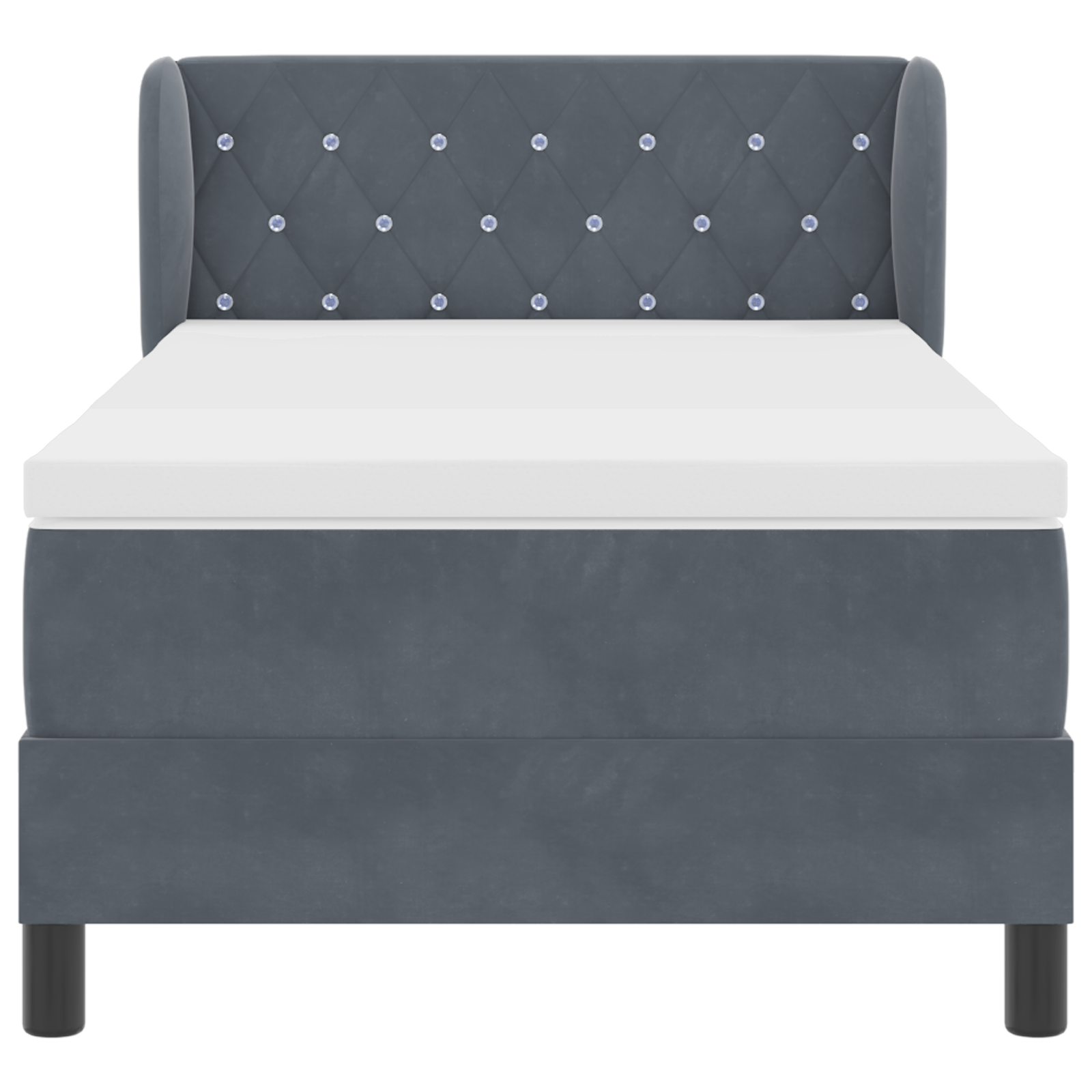 Letto a molle con Materasso in Grigio Scuro, 100x200 cm, Velluto