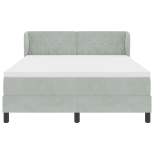 Letto a Rete con Materasso Grigio Chiaro 140x190 cm Velluto