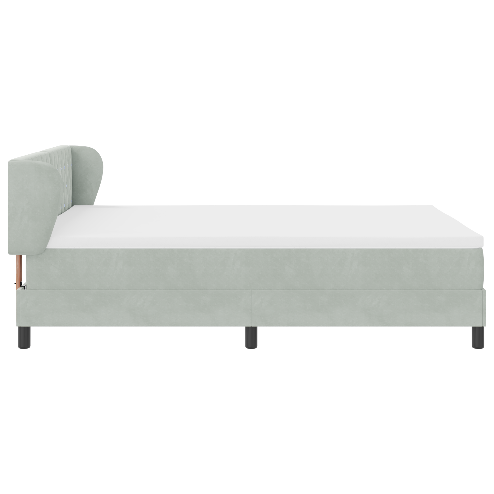 Letto a Rete con Materasso Grigio Chiaro 140x190 cm Velluto