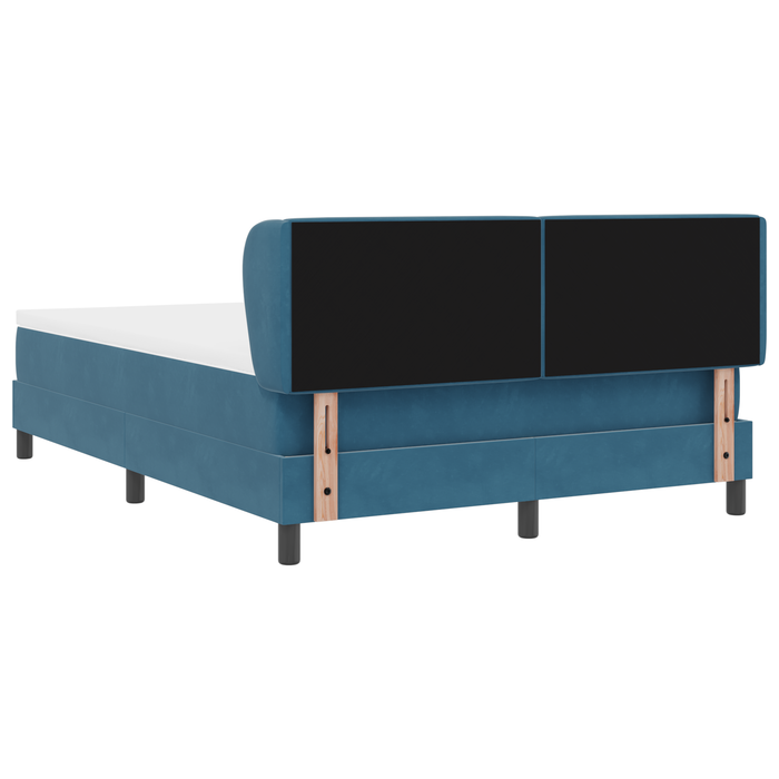 Letto a Molle  con Materasso Blu Scuro 160x200 cm in Velluto