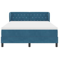 Letto a Molle  con Materasso Blu Scuro 160x200 cm in Velluto