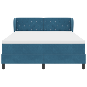 Letto a Molle  con Materasso Blu Scuro 160x200 cm in Velluto