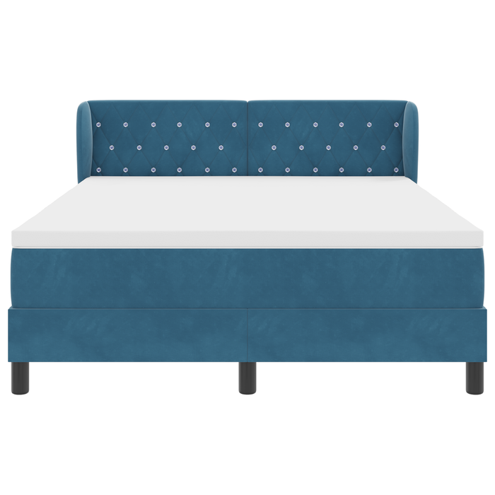 Letto a Molle  con Materasso Blu Scuro 160x200 cm in Velluto