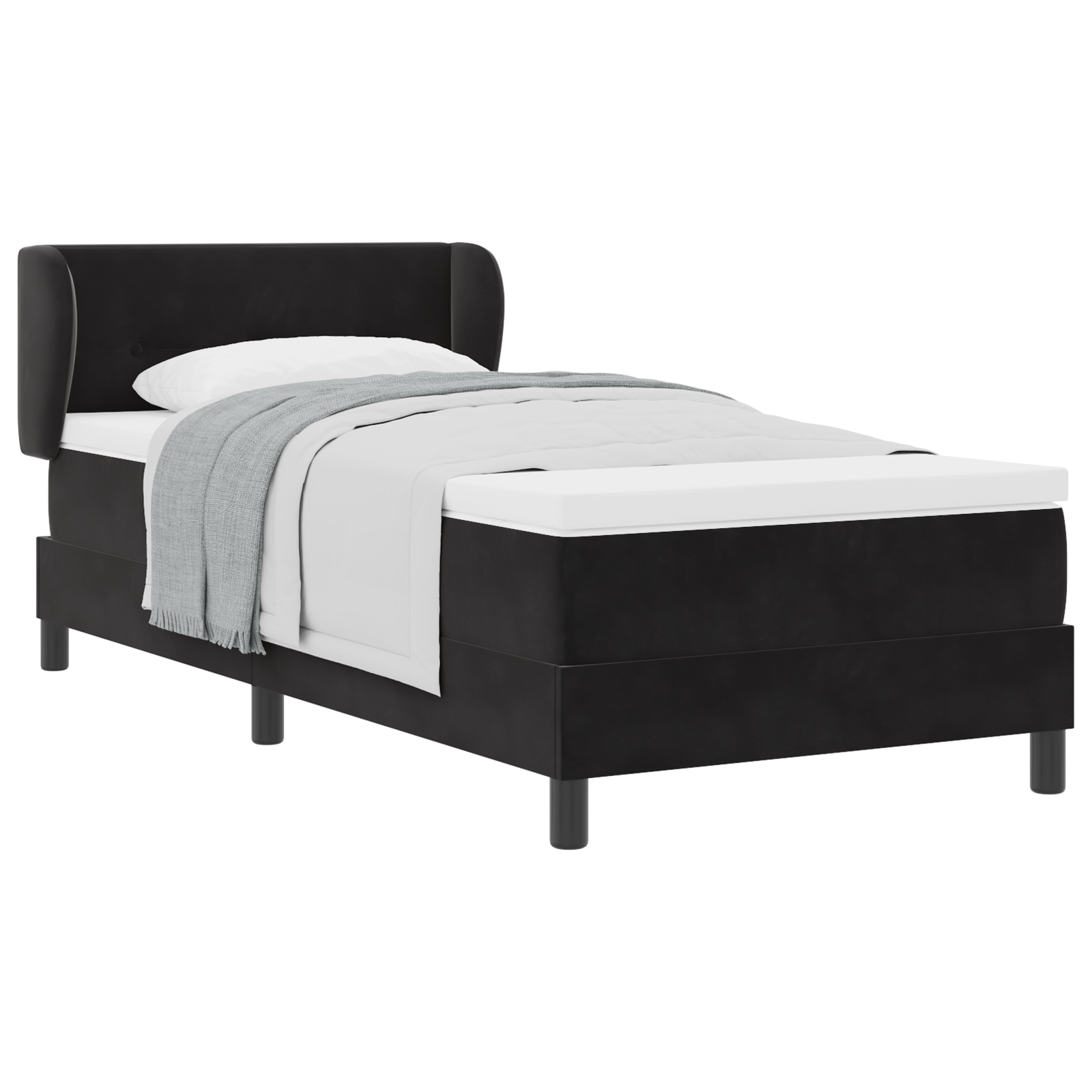 letto a rete  con materasso nero 90x200 cm in velluto
