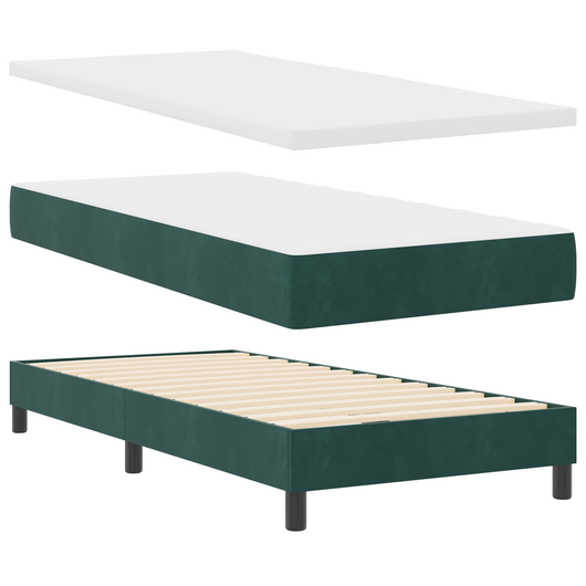 Letto a Box con Materasso Verde Scuro 90x190 cm Velluto