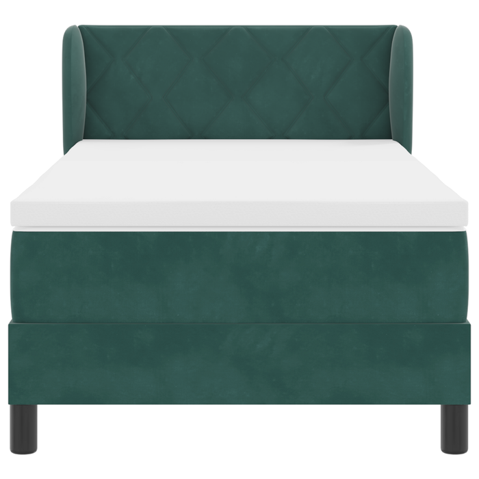 Letto a Box con Materasso Verde Scuro 90x190 cm Velluto