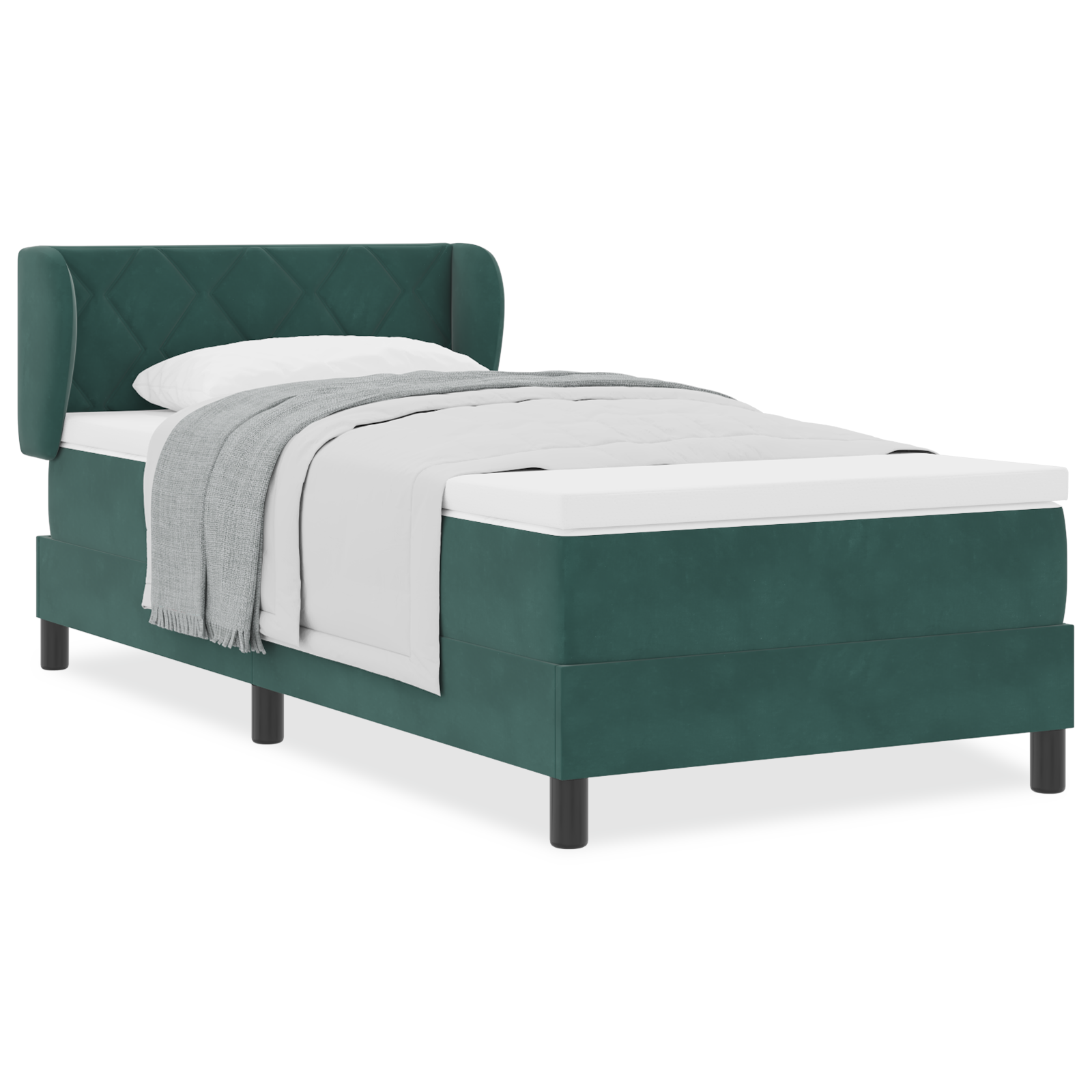 Box Spring con Materasso Verde Scuro 100x200 cm Velluto