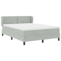 Letto Box Spring con Materasso in Grigio Chiaro, 140x190 cm, Velluto