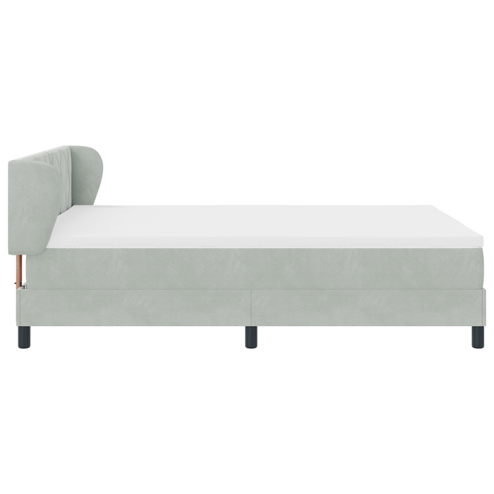 Letto Box Spring con Materasso in Grigio Chiaro, 140x190 cm, Velluto
