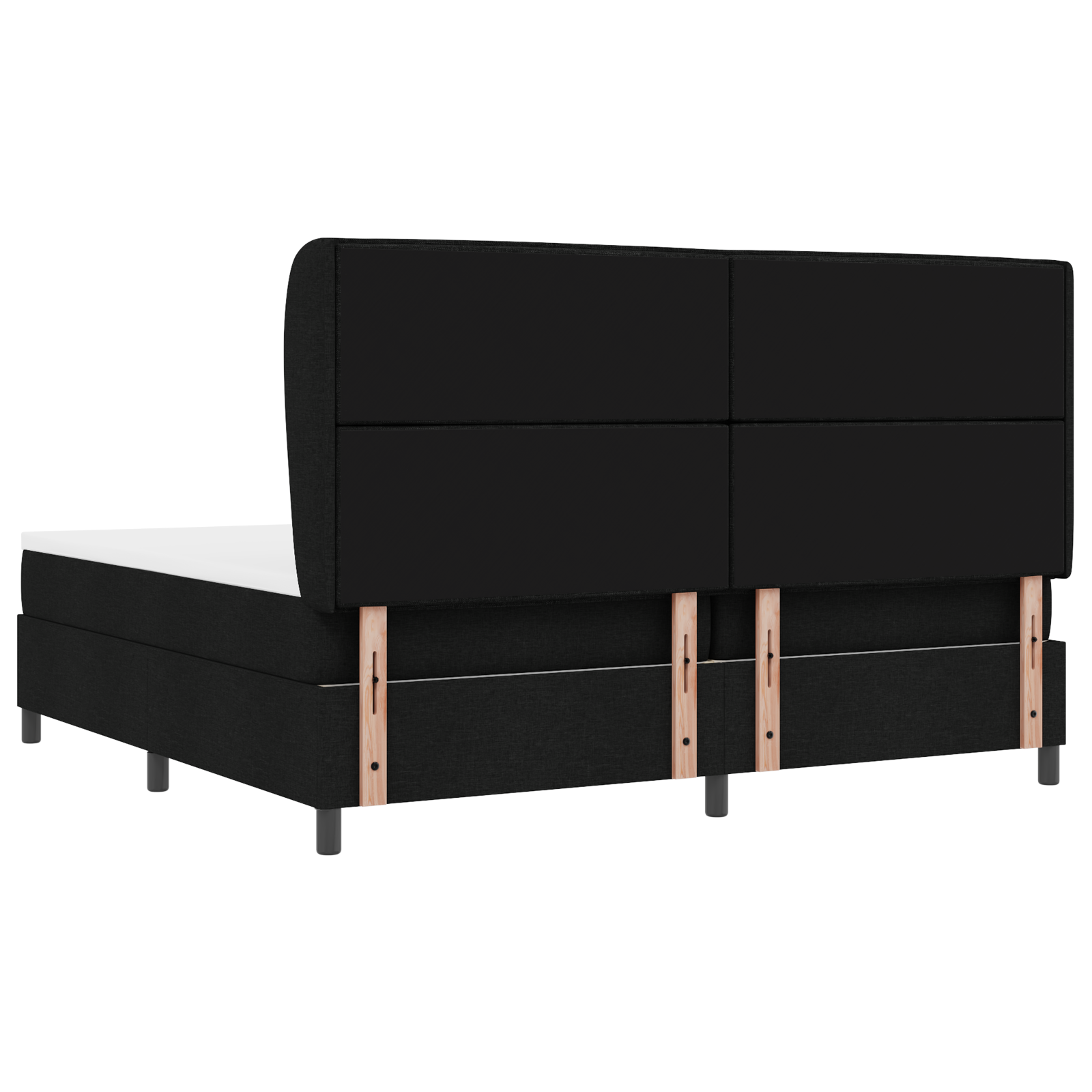Letto Box Spring con Materasso Nero 200x200 cm Tessuto