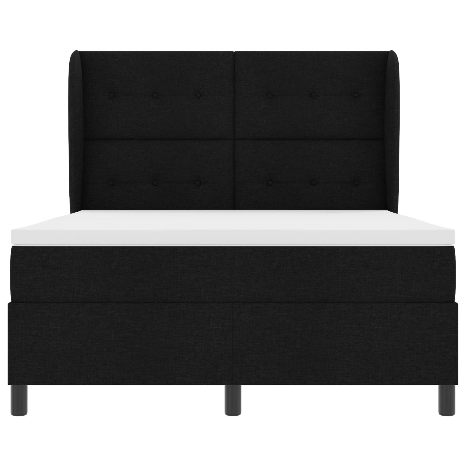 Letto Box Spring con Materasso Nero 140x190 cm Tessuto