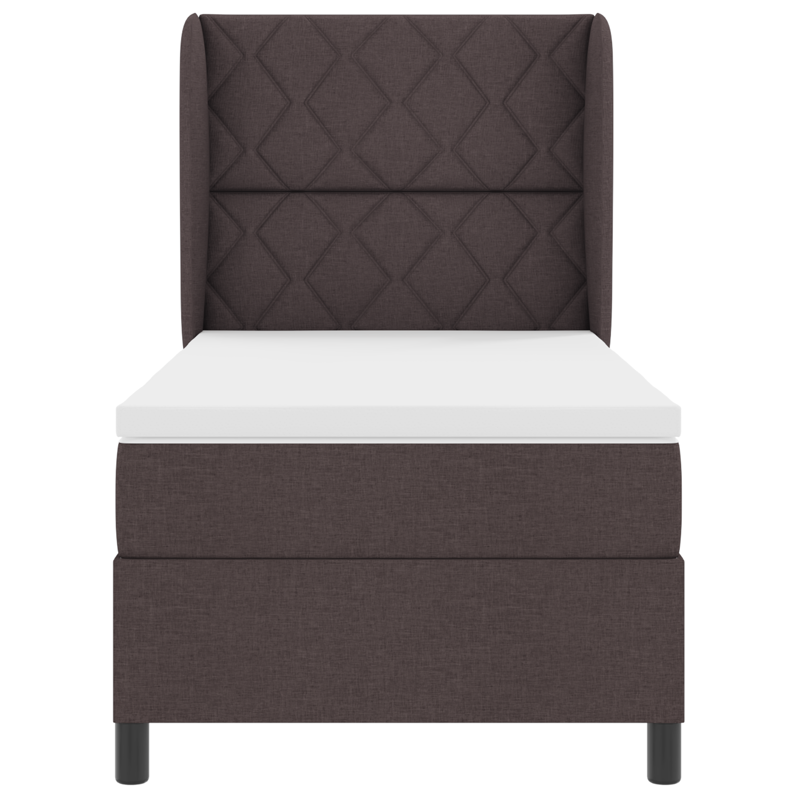 Letto Box Spring  con Materasso - Marrone Scuro, 100x200 cm, Tessuto