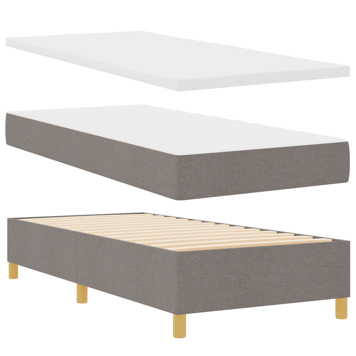 Letto con Box Spring e Materasso Tortora 90x200 cm in Tessuto