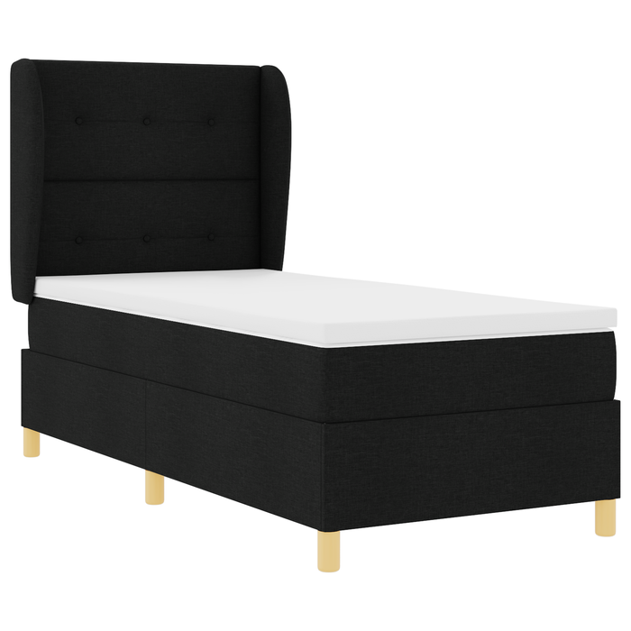 Letto a Molle  con Materasso Nero 100x200 cm Tessuto