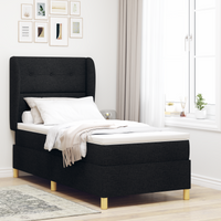 Letto a Molle  con Materasso Nero 100x200 cm Tessuto