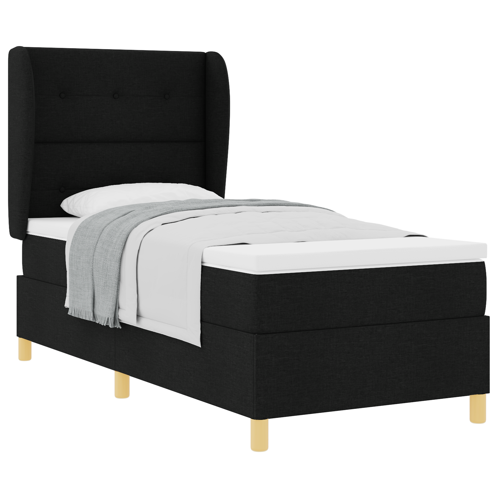 Letto a Molle  con Materasso Nero 100x200 cm Tessuto