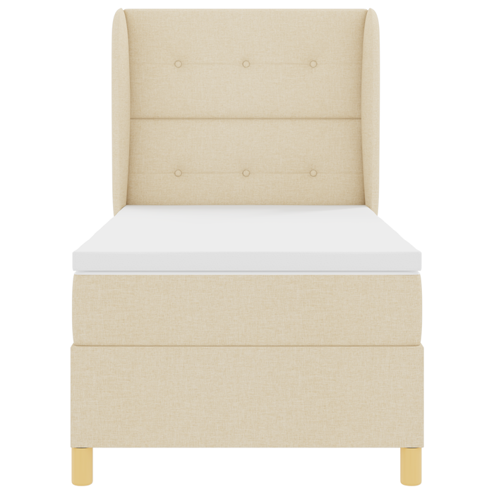 Letto Box Spring con Materasso - Crema, 100x200 cm, Tessuto