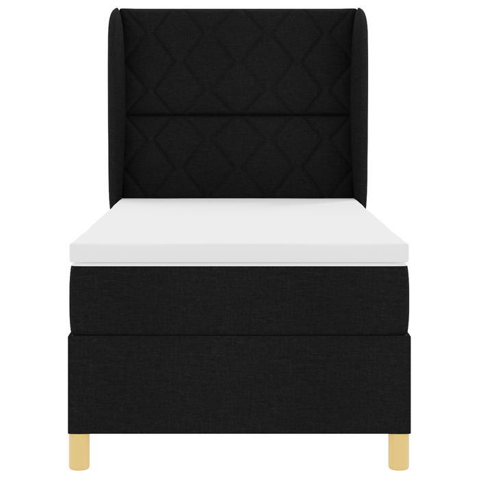 Letto Box Spring con Materasso Nero 100x200 cm Tessuto