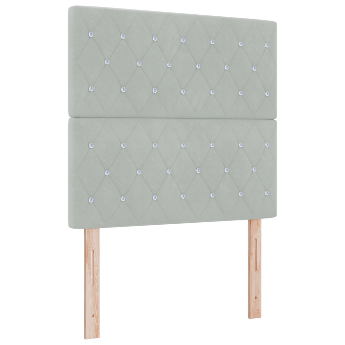 Letto con Rete a Molle e Materasso Grigio Chiaro 100x200 cm Velluto