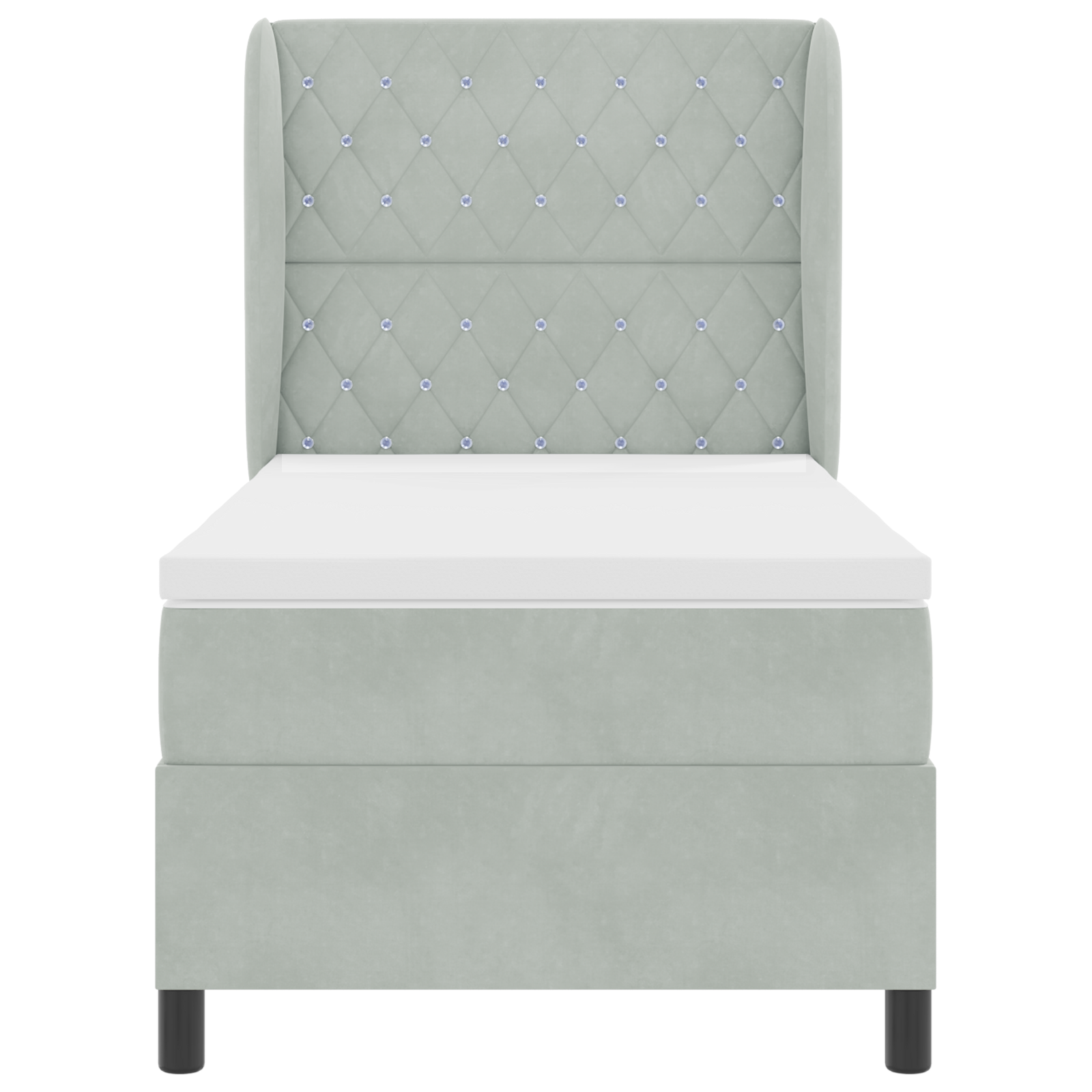 Letto con Rete a Molle e Materasso Grigio Chiaro 100x200 cm Velluto