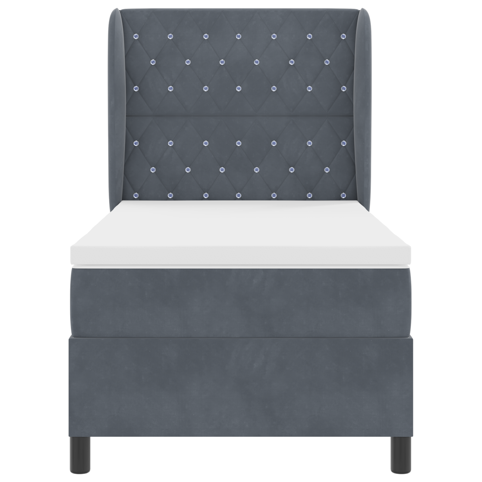 Rete a Molle con Materasso Grigio Scuro 100x200 cm Velluto