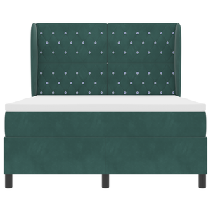 Letto Contenitore con Materasso, Verde Scuro, 140x190 cm, Velluto