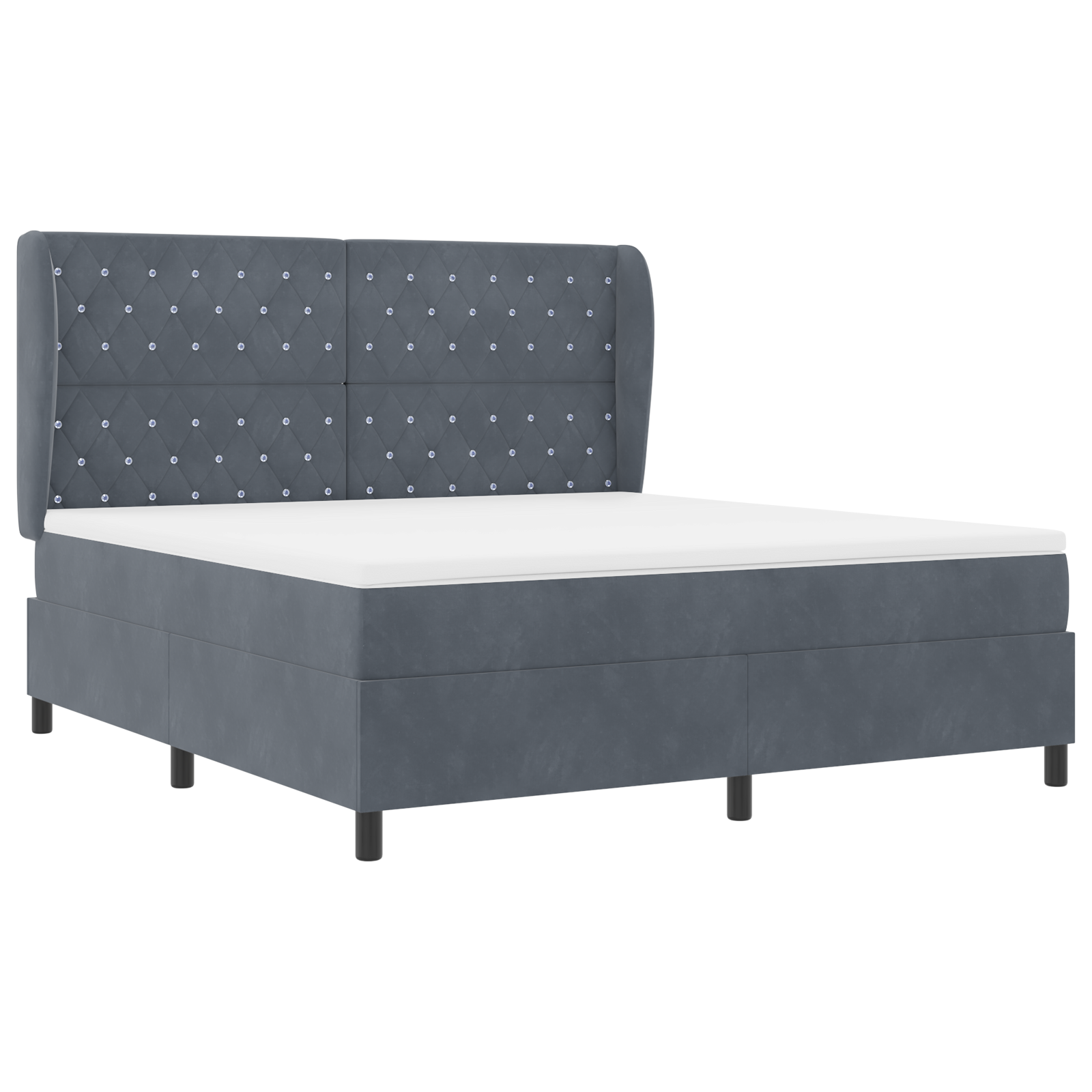Letto con Materasso Box Spring Grigio Scuro 180x200 cm Velluto