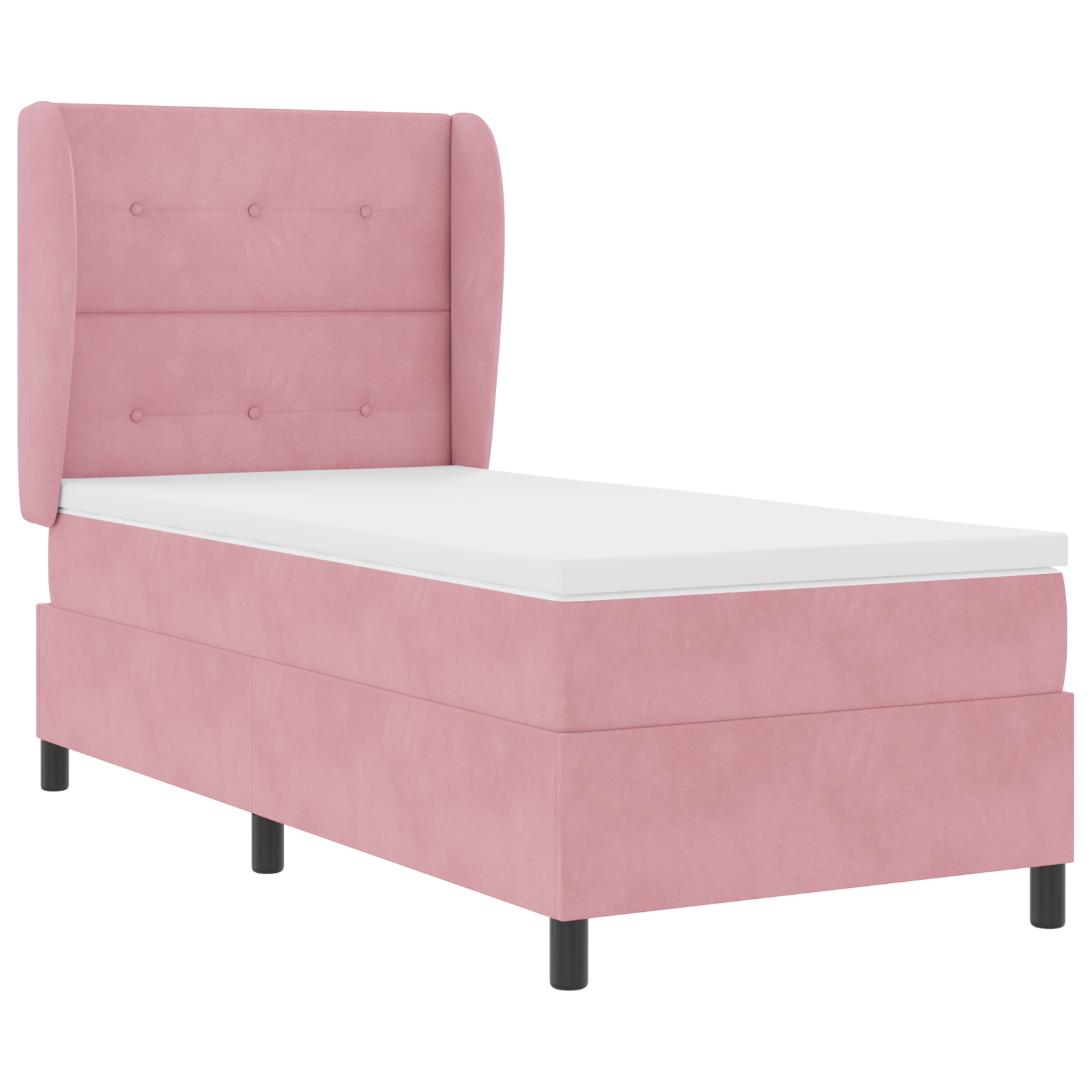 Letto Box Spring con Materasso Rosa 80x200 cm Velluto