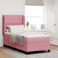 Letto Box Spring con Materasso Rosa 80x200 cm Velluto