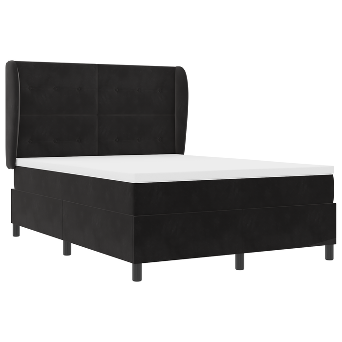 Letto Box Spring con Materasso Nero 160x200 cm Velluto