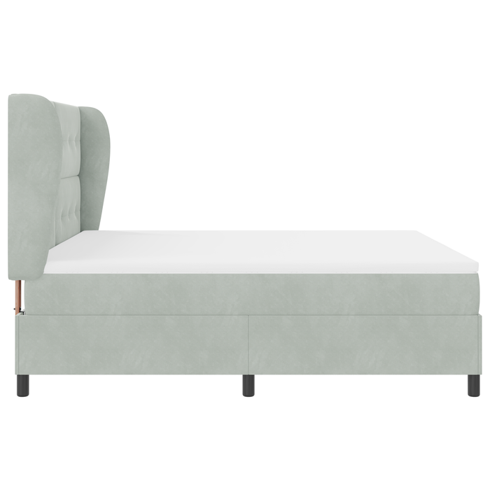 Letto Box Spring  con materasso Grigio chiaro 180x200 cm Velluto