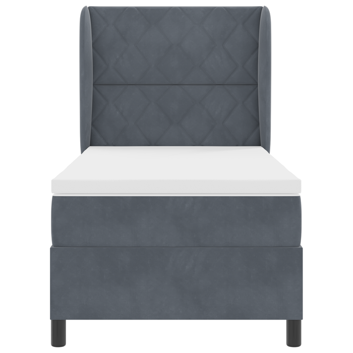 Letto Box Spring con Materasso vitaXL Grigio Scuro 90x200 cm Velluto