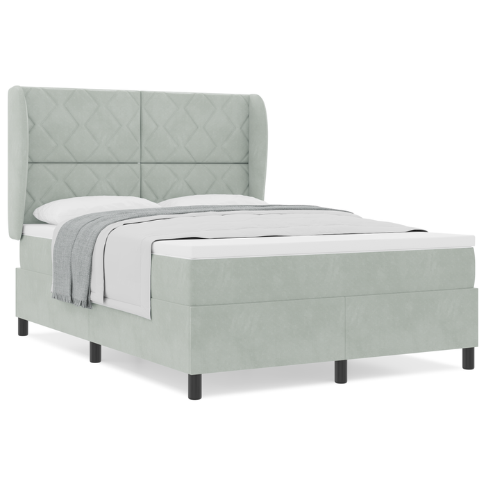 Letto a Molle con Materasso  Grigio Chiaro 140x200 cm Velluto