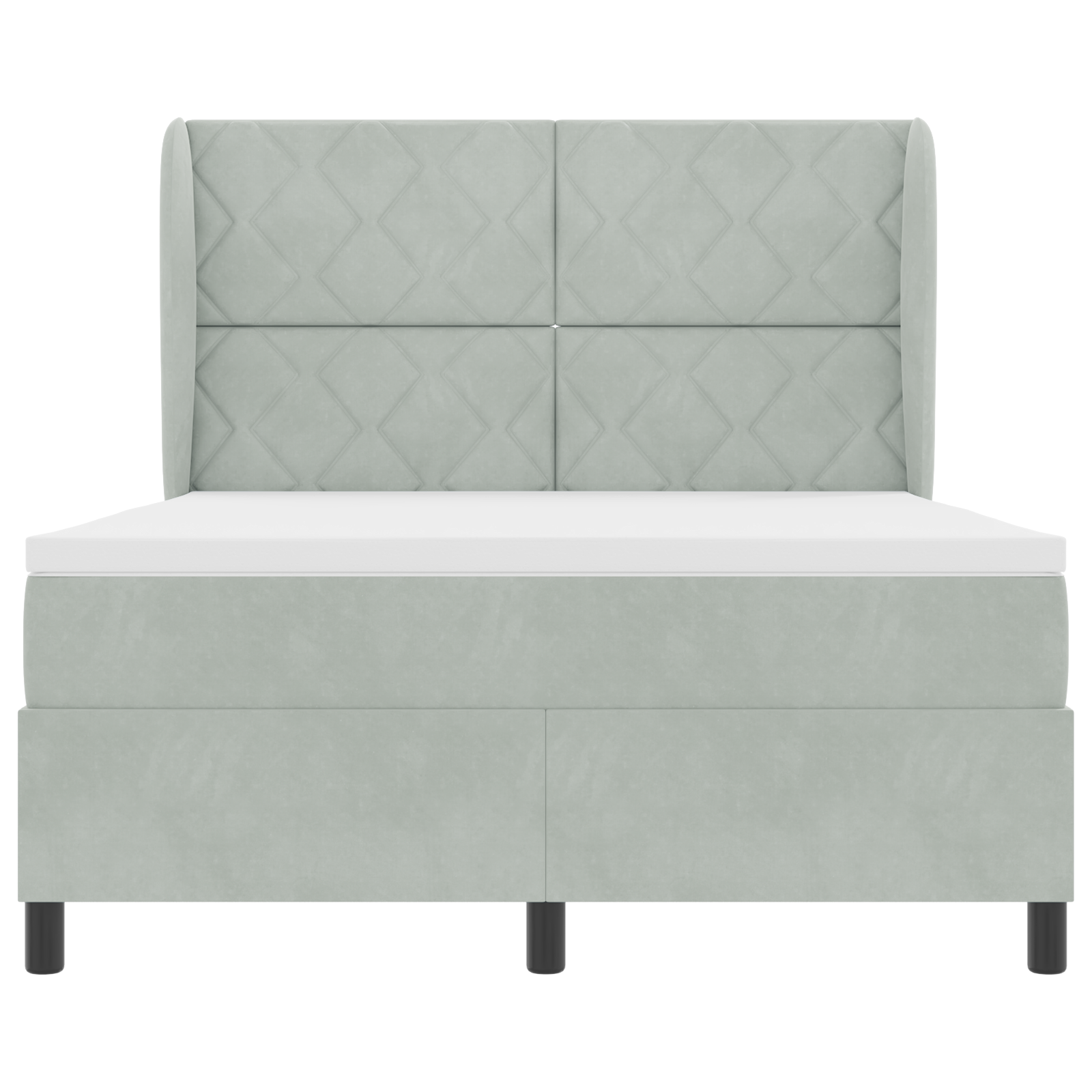 Letto a Molle con Materasso  Grigio Chiaro 140x200 cm Velluto