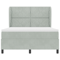 Letto a Molle con Materasso  Grigio Chiaro 140x200 cm Velluto