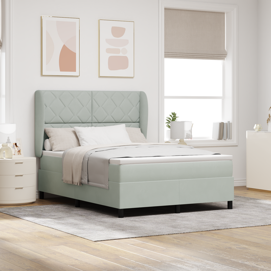 Letto a Molle con Materasso  Grigio Chiaro 140x200 cm Velluto