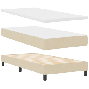 Letto Box Spring  con Materasso Panna 100x200 cm Tessuto