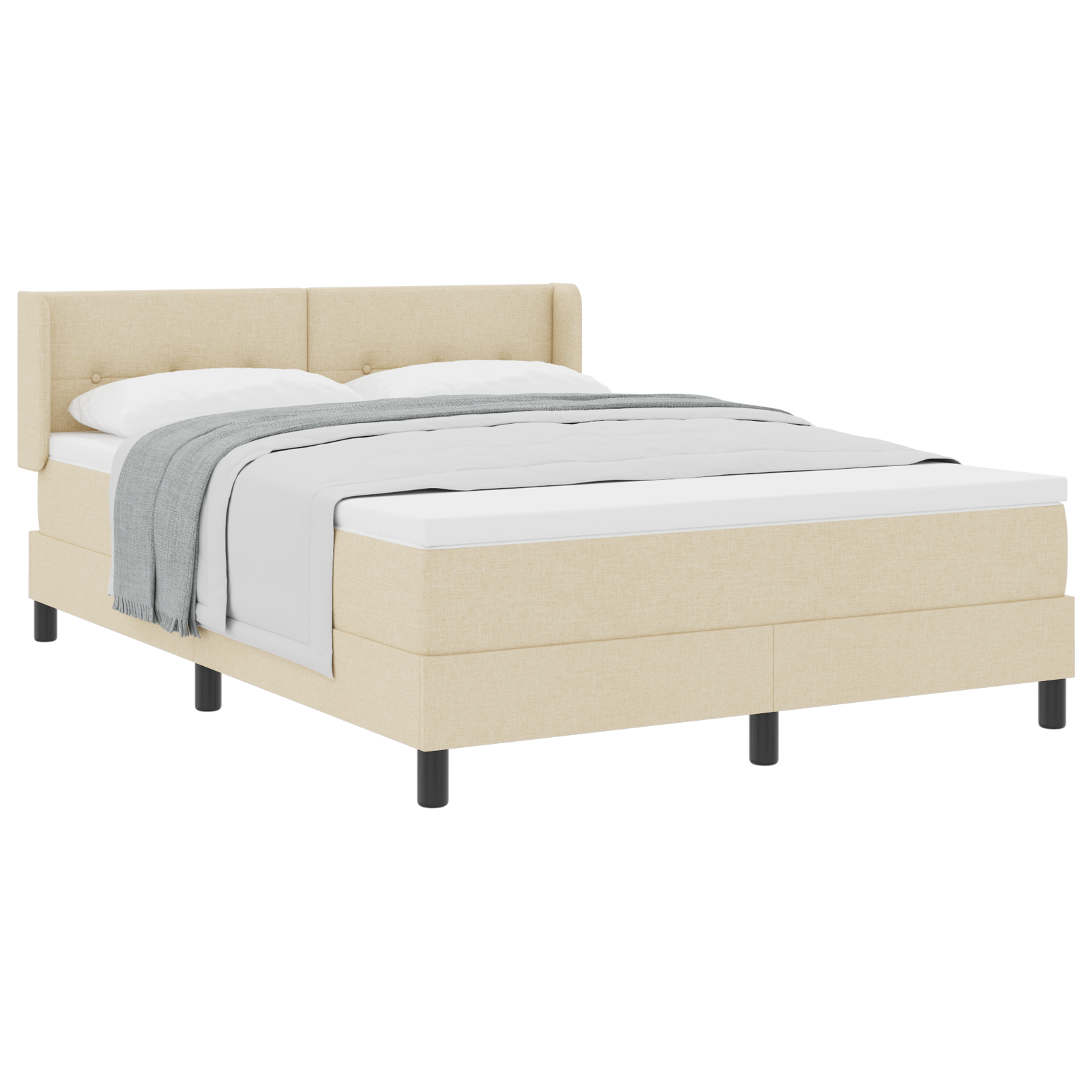 Letto con Box Spring e Materasso Crema 160x200 cm Tessuto