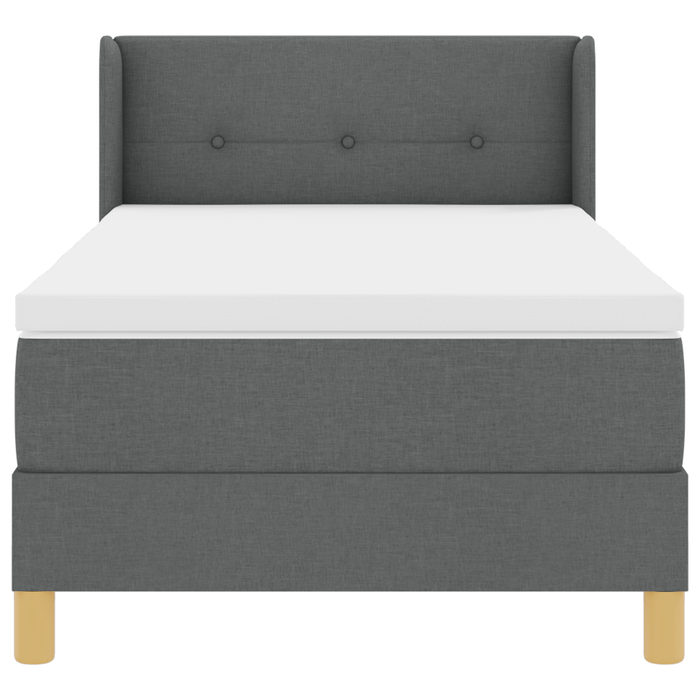 Letto con Box Spring e Materasso Grigio Scuro 90x190 cm Tessuto