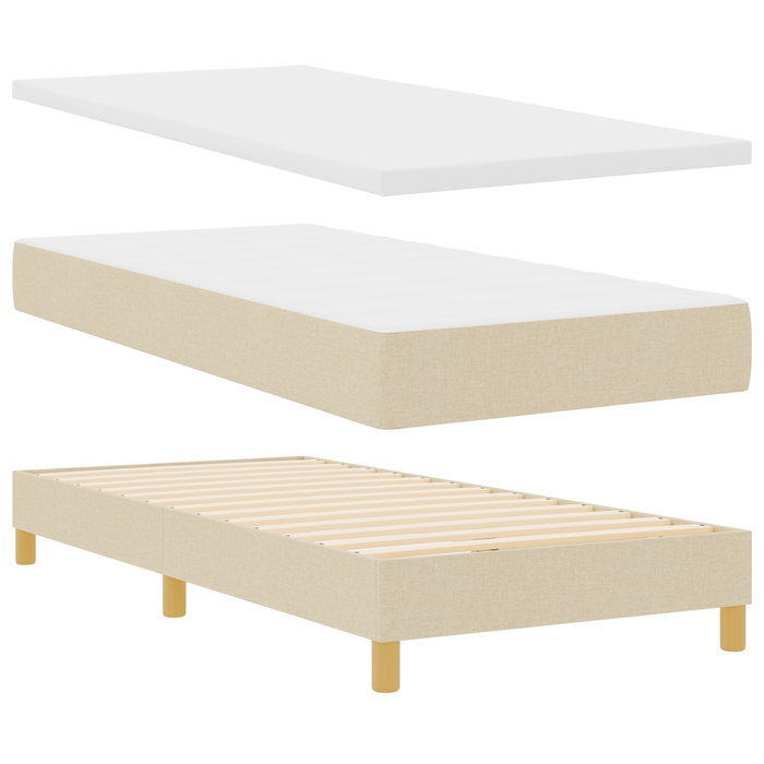 Letto con Box Spring e Materasso Crema 100x200 cm Tessuto