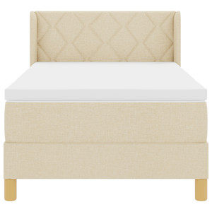 Letto con Box Spring e Materasso Crema 100x200 cm Tessuto