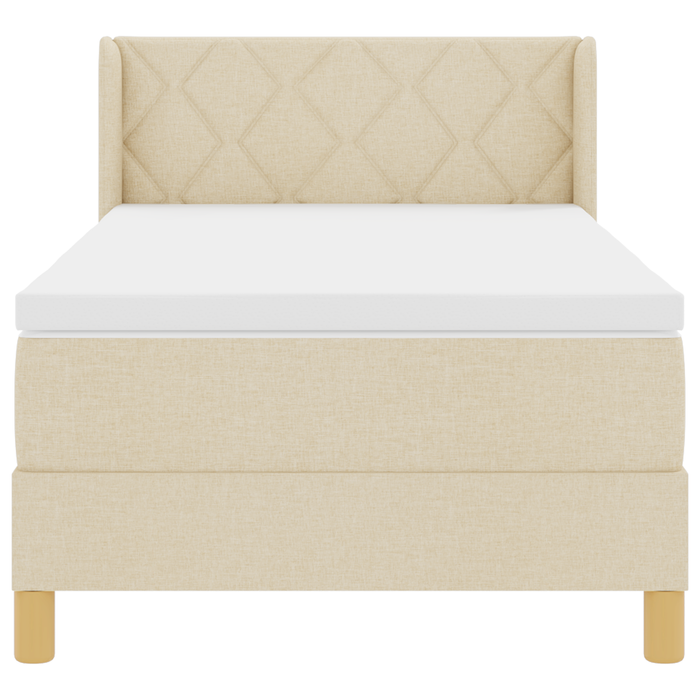Letto con Box Spring e Materasso Crema 100x200 cm Tessuto