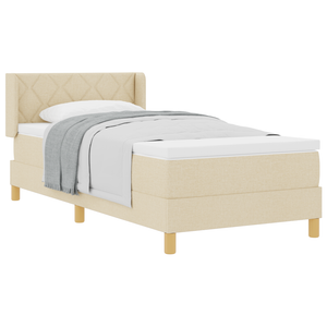 Letto con Box Spring e Materasso Crema 100x200 cm Tessuto