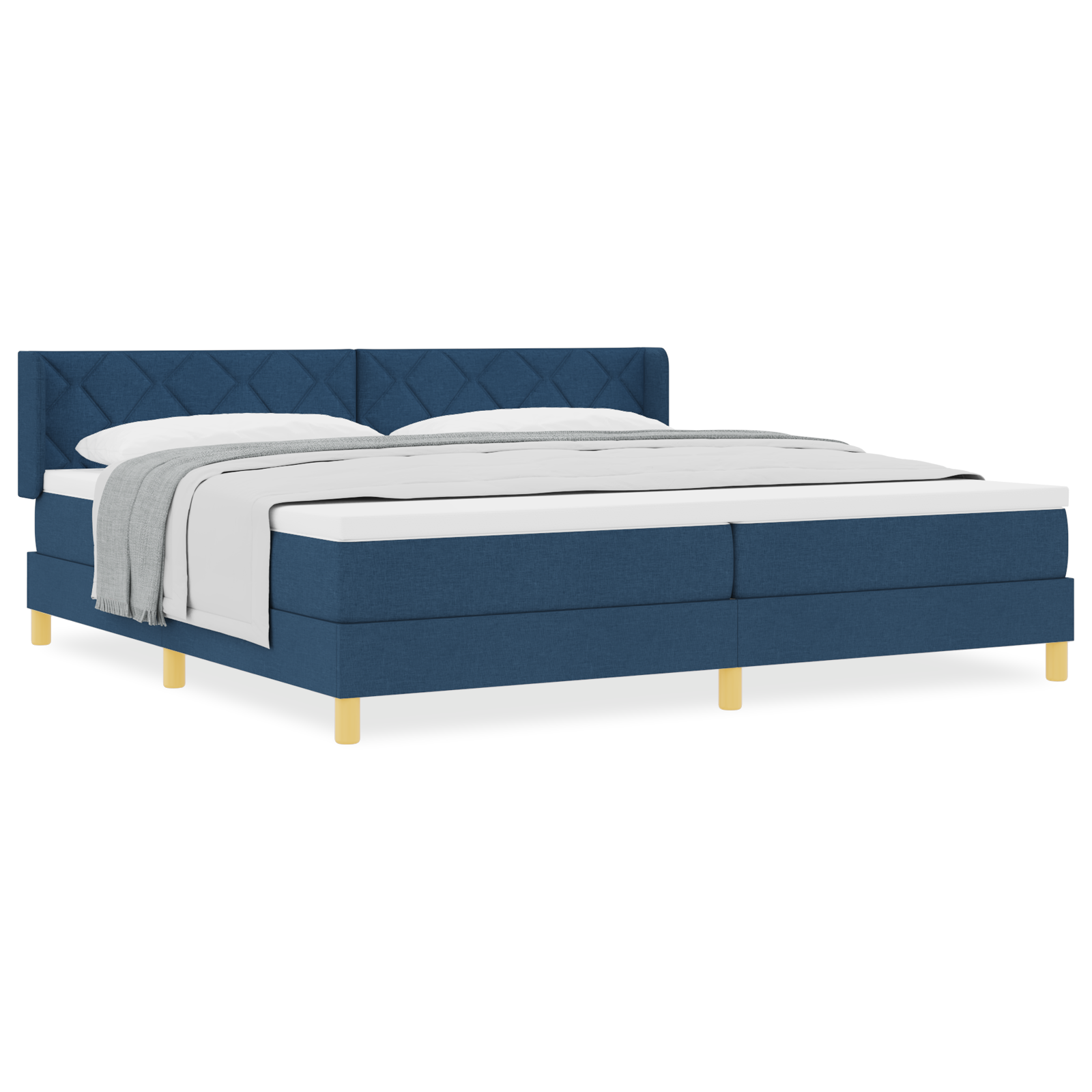 Letto Box Spring con Materasso Blu 200x200 cm Tessuto