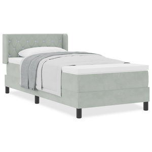 Letto a Molle con Materasso Grigio Chiaro 90x200 cm Velluto