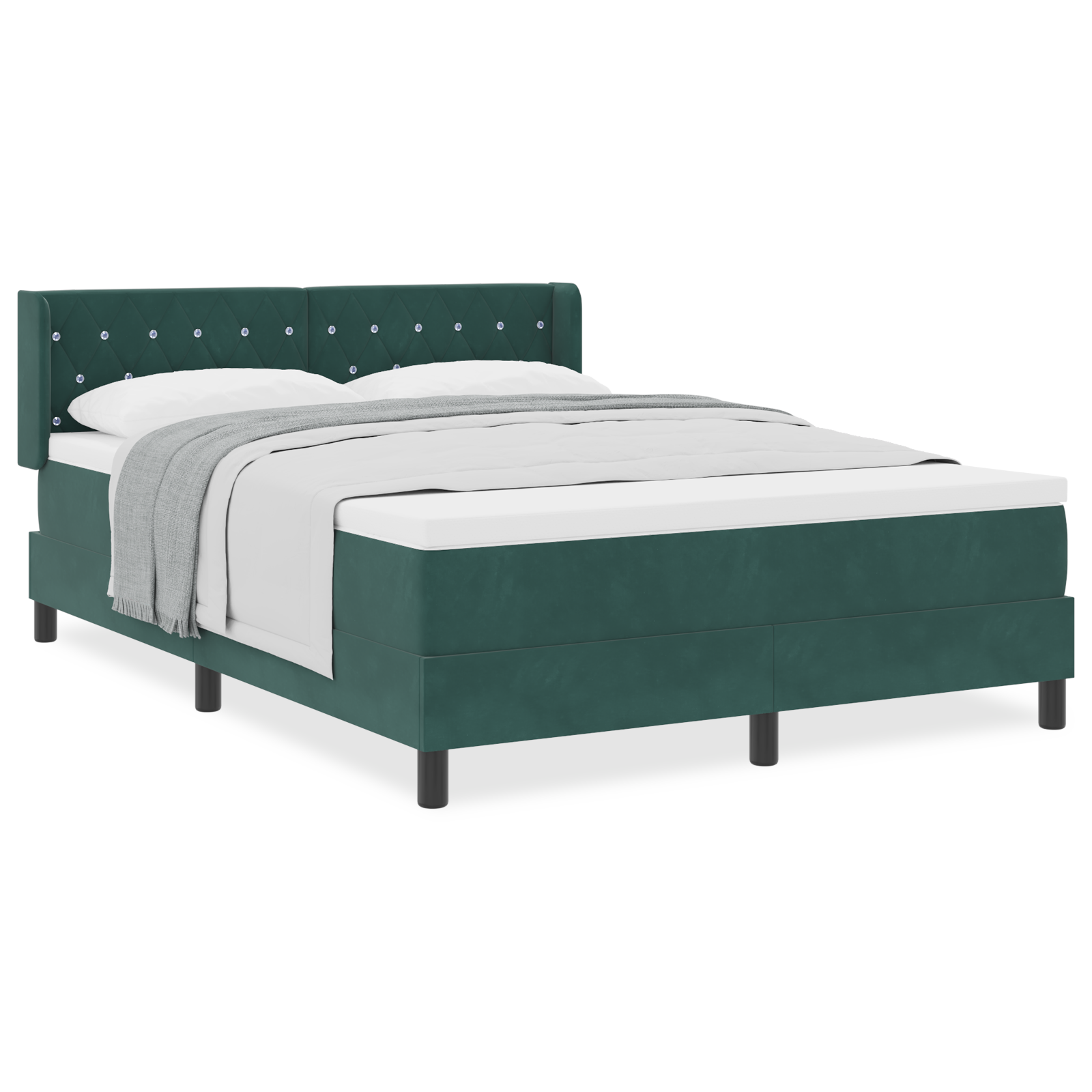 Letto Box Spring con Materasso Verde Scuro 140x190 cm Velluto